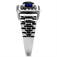 Jewellery Kingdom Sapphire Simulated Diamonds Pinky Mens Signet Ring (Blue) - Jewelry Rings - British D'sire