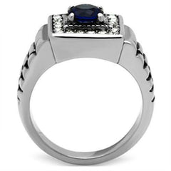 Jewellery Kingdom Sapphire Simulated Diamonds Pinky Mens Signet Ring (Blue) - Jewelry Rings - British D'sire