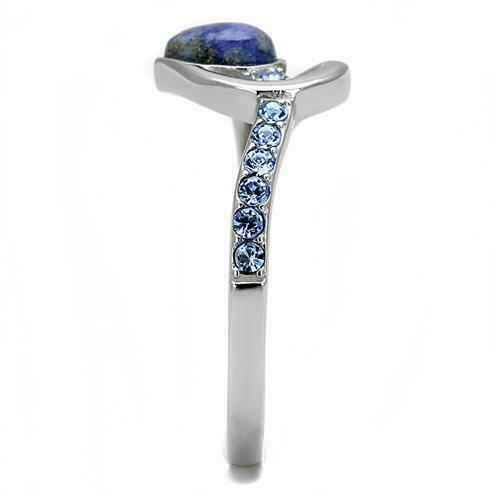 Jewellery Kingdom Sapphire Stainless Steel Semi Precious Gemstone Ladies Montana Ring (Blue) - Rings - British D'sire