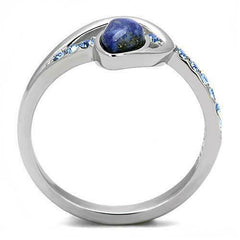 Jewellery Kingdom Sapphire Stainless Steel Semi Precious Gemstone Ladies Montana Ring (Blue) - Rings - British D'sire