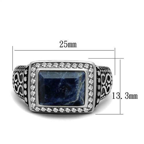 Jewellery Kingdom Semi-Precious Capri Blue Stainless Steel Signet Mens Blue Ring - Jewelry Rings - British D'sire