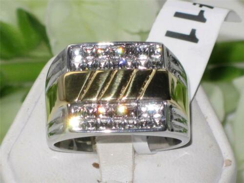 Jewellery Kingdom Signet Cubic Zirconia 18KT Stainless Steel Square Mens Ring (Gold) - Jewelry Rings - British D'sire