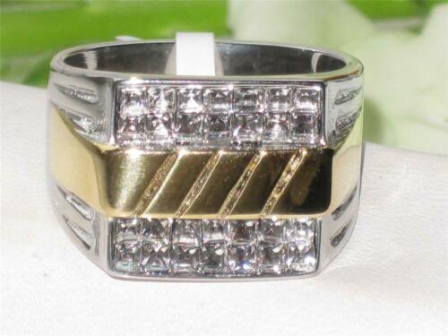 Jewellery Kingdom Signet Cubic Zirconia 18KT Stainless Steel Square Mens Ring (Gold) - Jewelry Rings - British D'sire