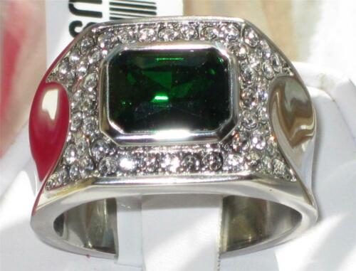 Jewellery Kingdom Signet Cubic Zirconia Green Stainless Steel Pinky Mens Emerald Ring - Jewelry Rings - British D'sire