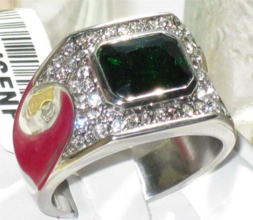 Jewellery Kingdom Signet Cubic Zirconia Green Stainless Steel Pinky Mens Emerald Ring - Jewelry Rings - British D'sire