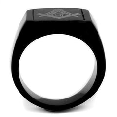 Jewellery Kingdom Signet Military Stainless Steel Pinky Mens Black Masonic Ring - Jewelry Rings - British D'sire