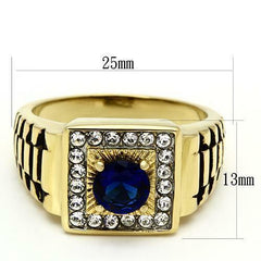 Jewellery Kingdom Signet Pinky 1CT Cubic Zirconia Steel Mens Sapphire Ring (Blue & Gold) - Jewelry Rings - British D'sire