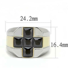 Jewellery Kingdom Signet Pinky Cubic Zirconia Classy Smart 18kt Steel Mens Gold Ring - Jewelry Rings - British D'sire