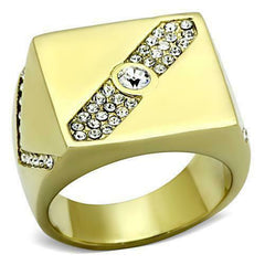 Jewellery Kingdom Signet Pinky Cubic Zirconia Classy Smart 18kt Steel Mens Gold Ring - Jewelry Rings - British D'sire