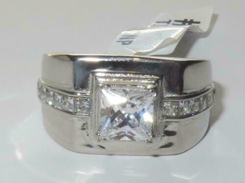 Jewellery Kingdom Signet Pinky Square Cubic Zirconia Stainless Steel Silver Mens Ring - Jewelry Rings - British D'sire