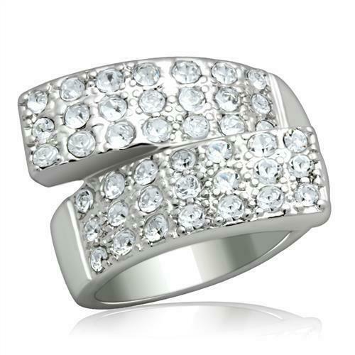 Jewellery Kingdom Silver Band Simulated Diamonds Ladies Pave Set Ring - Jewelry Rings - British D'sire