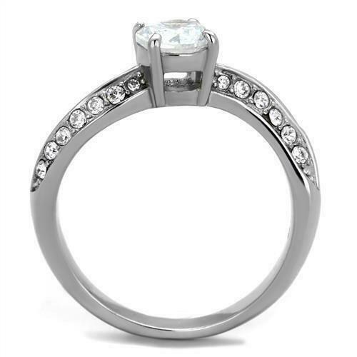 Jewellery Kingdom Silver Cz Solitaire Accent Twisted Stainless Steel 1.50ct Ladies Engagement Ring - Engagement Rings - British D'sire