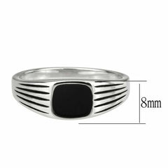 Jewellery Kingdom Silver Signet Pinky Epoxy Jet Stainless Steel Smart Classy Mens Black Ring - Jewelry Rings - British D'sire