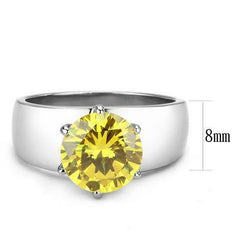 Jewellery Kingdom Silver Solitaire Citrine Carat Stainless Steel Ladies Ring (Yellow) - Jewelry Rings - British D'sire