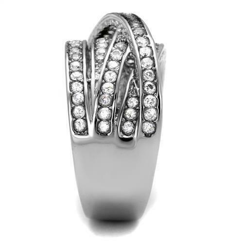 Jewellery Kingdom Silver Stainless Steel Pave Channel Set Chunky Ladies Cubic Zirconia Band Ring - Jewelry Rings - British D'sire