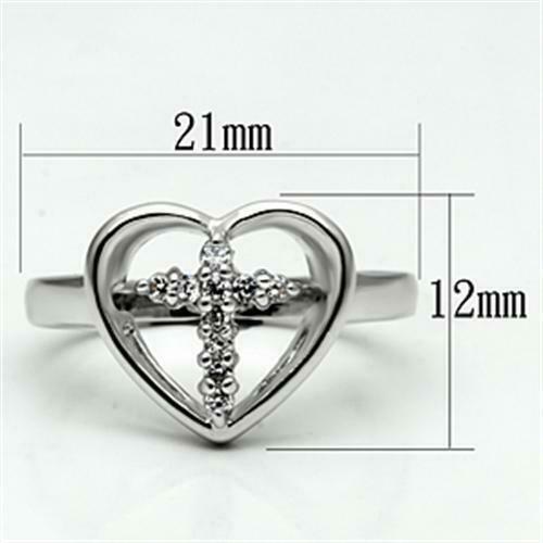 Jewellery Kingdom Simulated Diamonds Flat Ladies Elegant Pretty Hear Cross Ring - Jewelry Rings - British D'sire