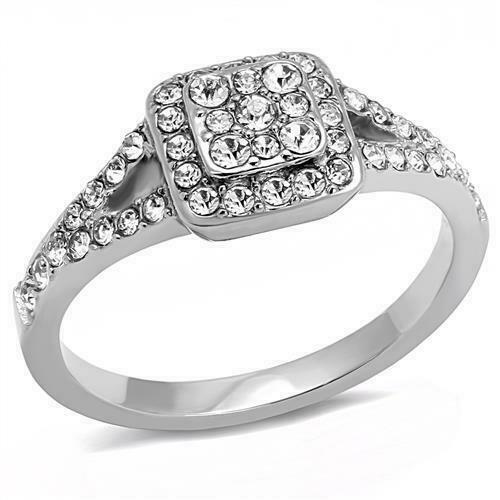 Jewellery Kingdom Simulated Diamonds Pave Cluster Pretty Ladies Ring (Silver) - Jewelry Rings - British D'sire