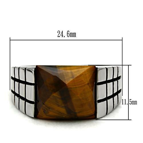 Jewellery Kingdom Smoked Quartz Mens Signet Pinky Genuine Stone Stainless Steel Ring (Brown) - Jewelry Rings - British D'sire