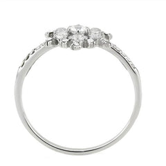 Jewellery Kingdom Snowflake Simulated Diamond Cluster Steel Ring (Silver) - Rings - British D'sire