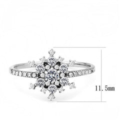 Jewellery Kingdom Snowflake Simulated Diamond Cluster Steel Ring (Silver) - Rings - British D'sire