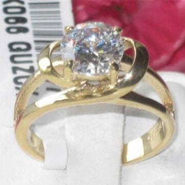 Jewellery Kingdom Solitaire 2 CT Swirl 18KT Steel Engagement Ladies Ring (Gold) - Jewelry Rings - British D'sire