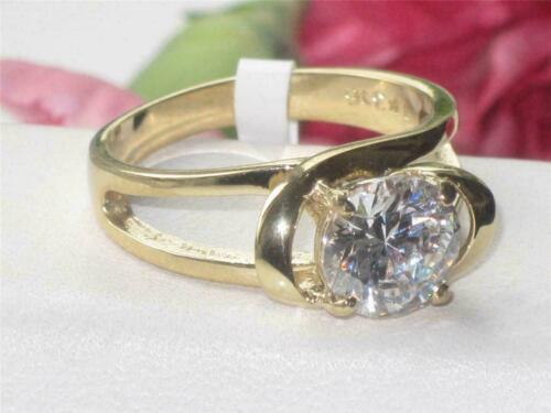 Jewellery Kingdom Solitaire 2 CT Swirl 18KT Steel Engagement Ladies Ring (Gold) - Jewelry Rings - British D'sire