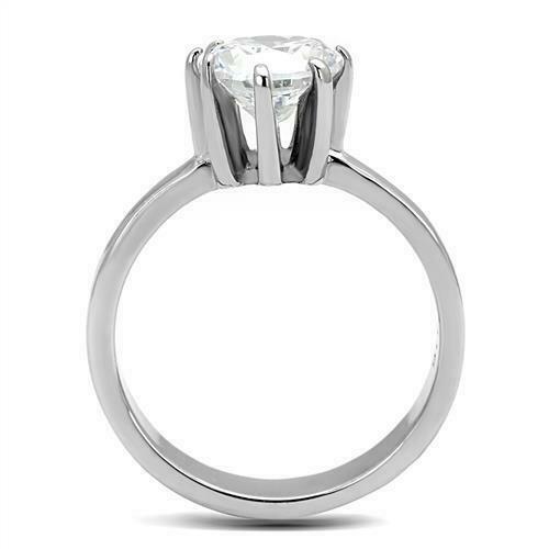 Jewellery Kingdom Solitaire 35ct Stainless Steel Cubic Zirconia Engagement Ring (Silver) - Jewelry Rings - British D'sire