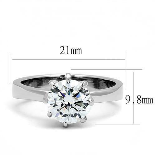 Jewellery Kingdom Solitaire 35ct Stainless Steel Cubic Zirconia Engagement Ring (Silver) - Jewelry Rings - British D'sire