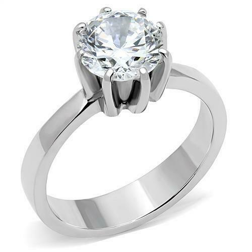 Jewellery Kingdom Solitaire 35ct Stainless Steel Cubic Zirconia Engagement Ring (Silver) - Jewelry Rings - British D'sire