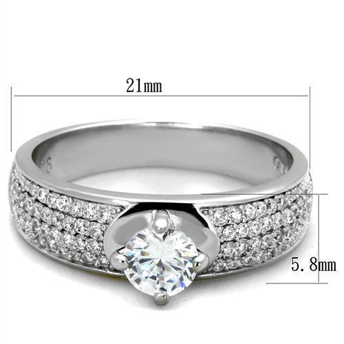 Jewellery Kingdom Solitaire Accents 1.25CT Pave Sterling Silver 925 Ladies Cubic Zirconia Ring (Silver) - Jewelry Rings - British D'sire