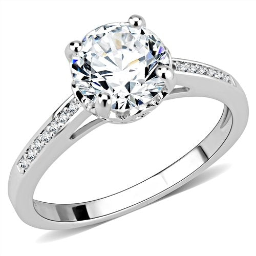 Jewellery Kingdom Solitaire Accents Cubic Zirconia Rhodium Engagement Ladies Sparkle Ring (Silver) - Jewelry Rings - British D'sire