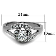 Jewellery Kingdom Solitaire Accents Ladies Swirl Engagement Cubic Zirconia Stainless Steel Ring (Silver) - Jewelry Rings - British D'sire