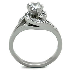 Jewellery Kingdom Solitaire Accents Ladies Swirl Engagement Cubic Zirconia Stainless Steel Ring (Silver) - Jewelry Rings - British D'sire