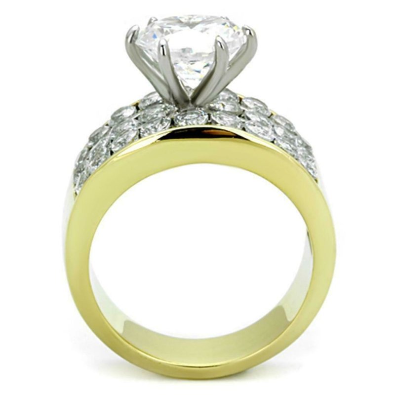 Jewellery Kingdom Solitaire Channel Simulated Diamonds Ladies Ring (Gold) - Jewelry Rings - British D'sire