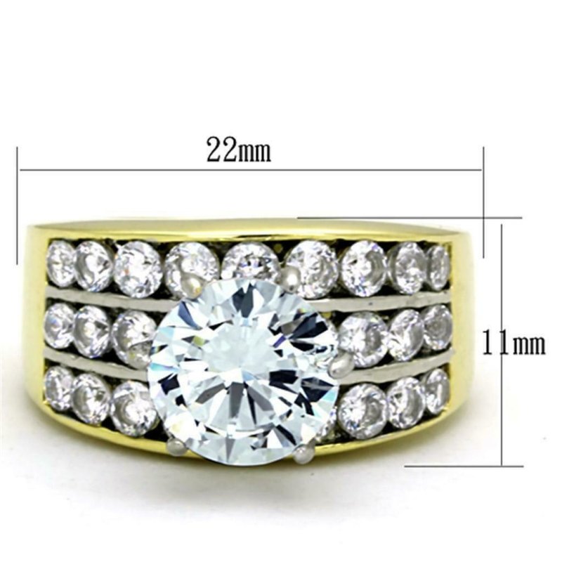 Jewellery Kingdom Solitaire Channel Simulated Diamonds Ladies Ring (Gold) - Jewelry Rings - British D'sire