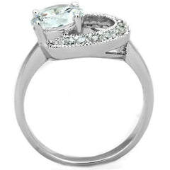 Jewellery Kingdom Solitaire Cubic Zirconia Pretty Silver Rhodium Clear Ladies Circle Ring - Jewelry Rings - British D'sire