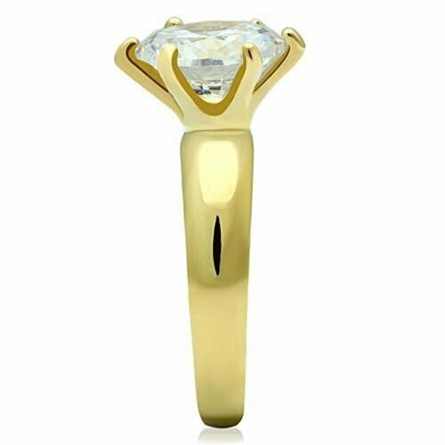 Jewellery Kingdom Solitaire Engagement Simulated Diamond Ladies Ring (Gold) - Jewelry Rings - British D'sire