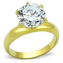 Jewellery Kingdom Solitaire Engagement Simulated Diamond Ladies Ring (Gold) - Jewelry Rings - British D'sire