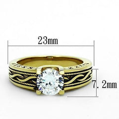 Jewellery Kingdom Solitaire Ladies 18kt Steel Cubic Zirconia 1.5 Carat Chunky Ring (Gold) - Jewelry Rings - British D'sire