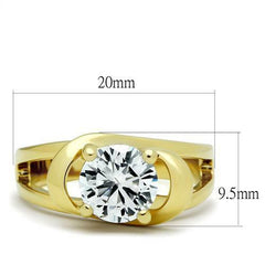 Jewellery Kingdom Solitaire Ladies 2 Carat Swirl Cubic Zirconia 18kt Steel Ring (Gold) - Jewelry Rings - British D'sire