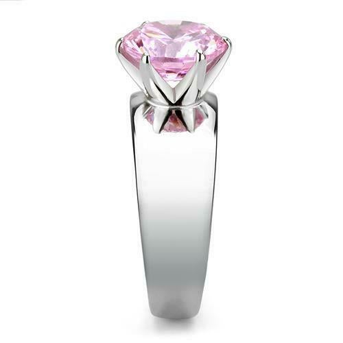 Jewellery Kingdom Solitaire Ladies Cubic Zirconia 2 Carat Stainless Steel Silver Ring (Pink) - Jewelry Rings - British D'sire