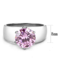 Jewellery Kingdom Solitaire Ladies Cubic Zirconia 2 Carat Stainless Steel Silver Ring (Pink) - Jewelry Rings - British D'sire