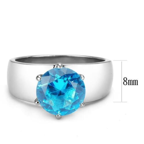 Jewellery Kingdom Solitaire Silver Ladies Simulated Cz Stainless Steel Ring (Blue Topaz) - Jewelry Rings - British D'sire