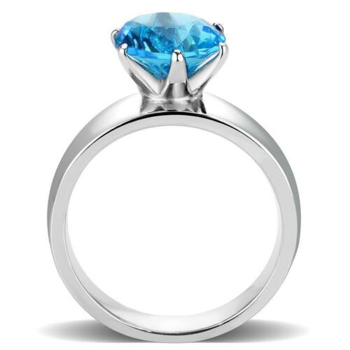 Jewellery Kingdom Solitaire Silver Ladies Simulated Cz Stainless Steel Ring (Blue Topaz) - Jewelry Rings - British D'sire