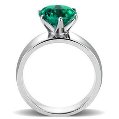 Jewellery Kingdom Solitaire Stainless Steel Ladies Emerald Zircon Ring (Silver & Green) - Rings - British D'sire