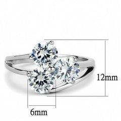 Jewellery Kingdom Solitaire Three Stone Stainless Steel Ladies Cubic Zirconia Ring (Silver) - Rings - British D'sire