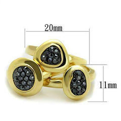 Jewellery Kingdom Stacking Bands Hematite Ladies Ring Set (Gold & Black) - Rings - British D'sire