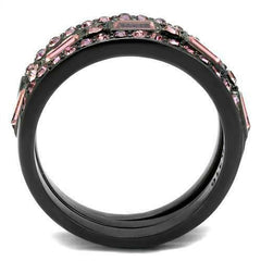 Jewellery Kingdom Stacking Black Bands Ladies Emerald Cuts Cubic Zirconia Ring (Pink) - Jewelry Rings - British D'sire