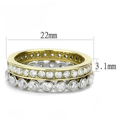 Jewellery Kingdom Stacking Two Tone Cubic Zirconia Ring Set (Gold) - Jewelry Rings - British D'sire