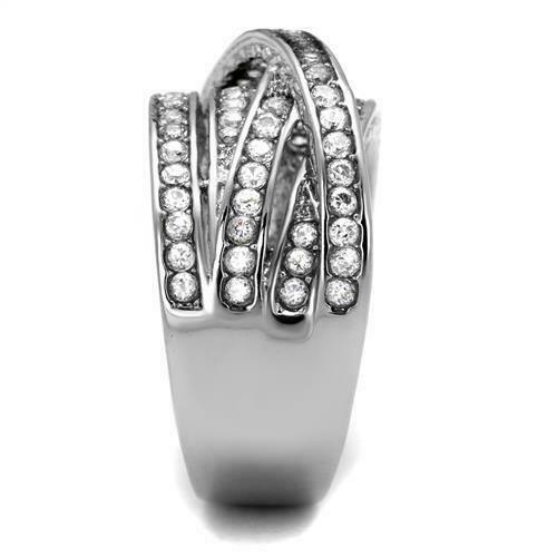 Jewellery Kingdom Stainless Steel Cubic Zirconia Ladies Band Ring (Silver) - Jewelry Rings - British D'sire